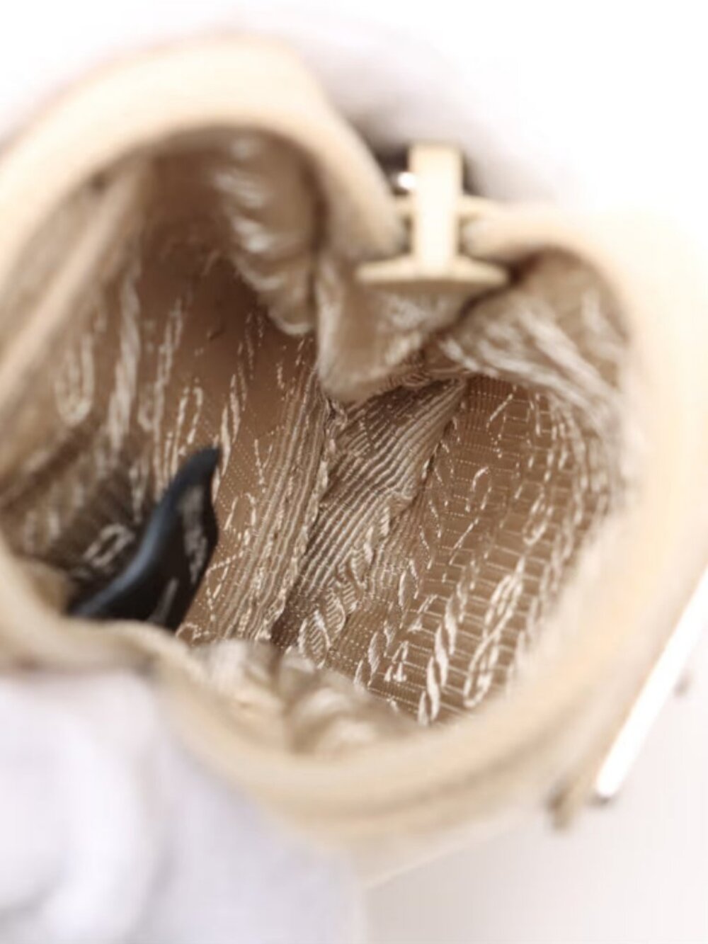 Prada Tessuto Nylon Leather Shoulder Bag Beige - Picture 9 of 13